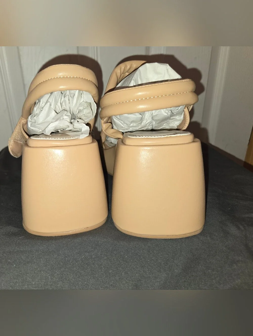Womens Nude Platform Sandal - Comfortable Chunky Heel